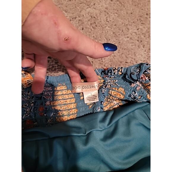 Blue Gray Floral Wide Leg Jumpsuit Strappy Boho Romantic Flowy Size S EUC - Picture 3 of 4